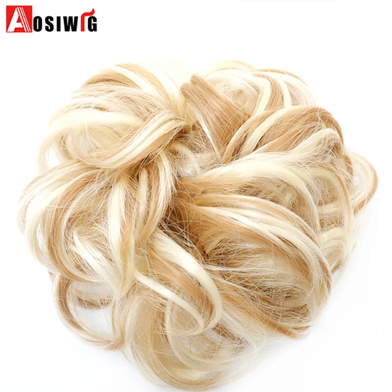 

AOSIWIG Synthetic Curly Chignon Hairpiece for Women Elastic Scrunchie Extensions Hair Ribbon Ponytail Hair Bundles