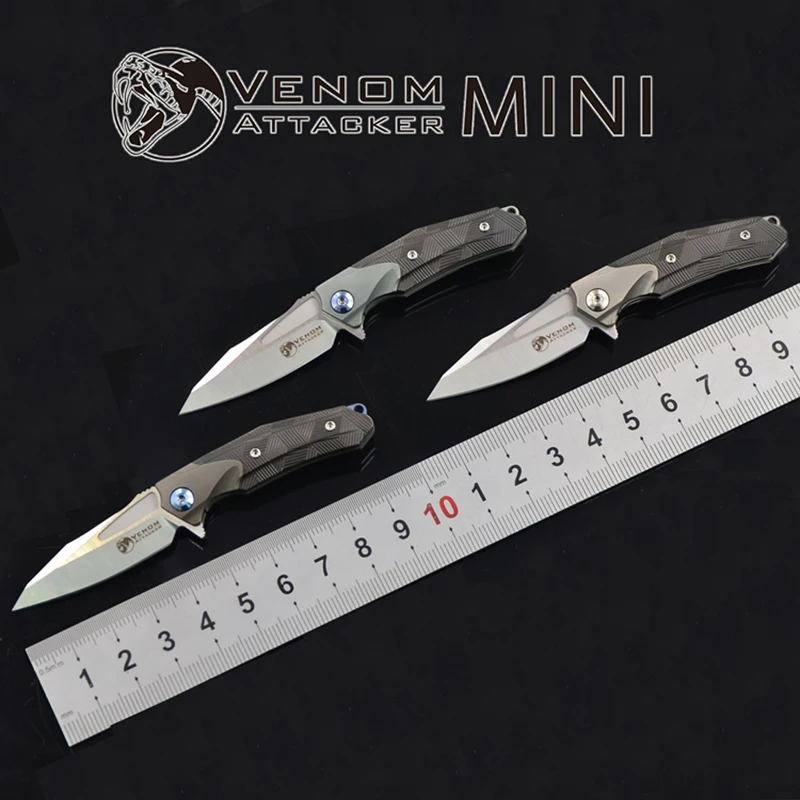 

VENOM mini ATTACKER Ball bearing Flipper Folding Knife M390 blade Titanium handle camping outdoor knives EDC tools