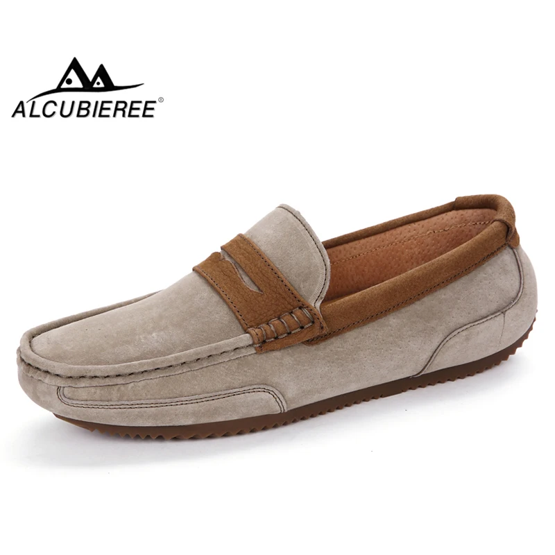 

ALCUBIEREE 2019 Spring Casual Penny Loafers for Men Italian Handmade Boat Shoes Slip on Moccasins Quality Leather Driving Shoes