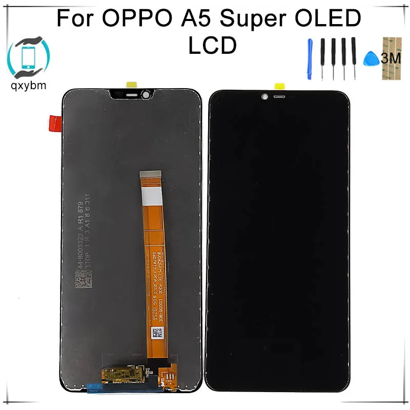 

Black 6.2 inch For OPPO A5 LCD Display with Touch Screen Digitizer Assembly Replacement parts with free 3M Sticker + tools