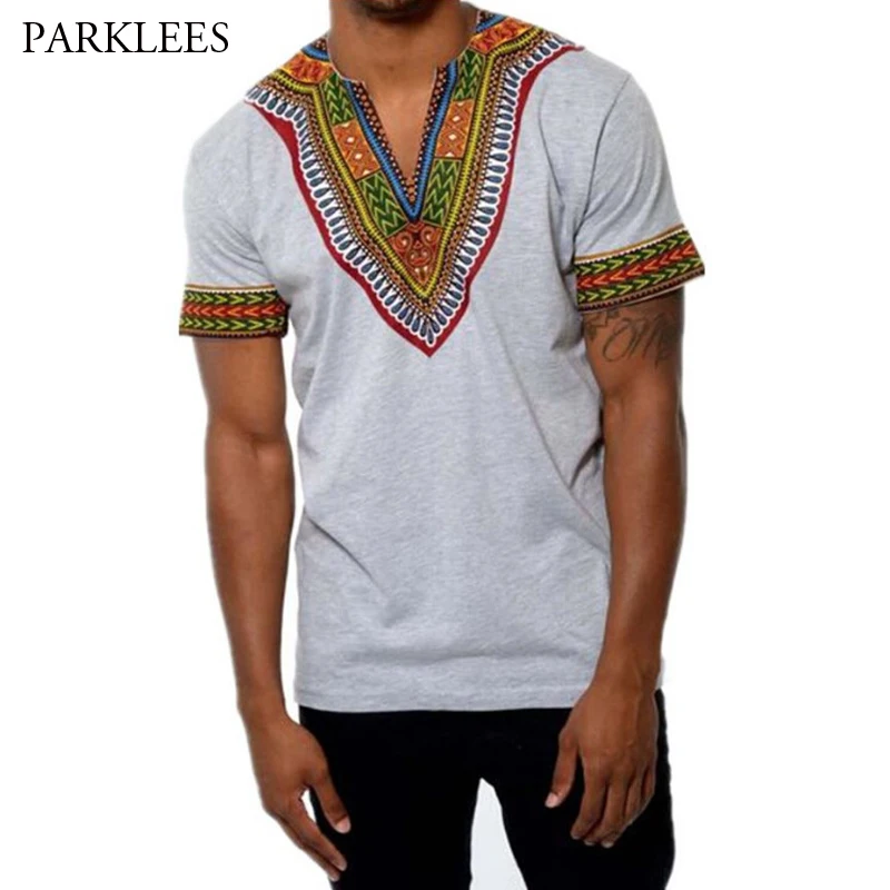 Футболка Dashiki мужская приталенная брендовая тенниска с Африканским 3D принтом