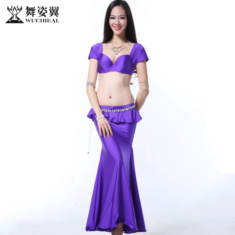 

2016 Rushed Bellydance Wuchieal Brand 2018 New Women Belly Dance Costumes Top+skirt Suits For Oriental Performance Qc2505