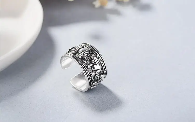 Корейская мода, 925 пробы, Серебряный слон, регулируемый размер, кольца для женщин, женские роскошные ювелирные изделия, Трендовое античное кольцо Anillos