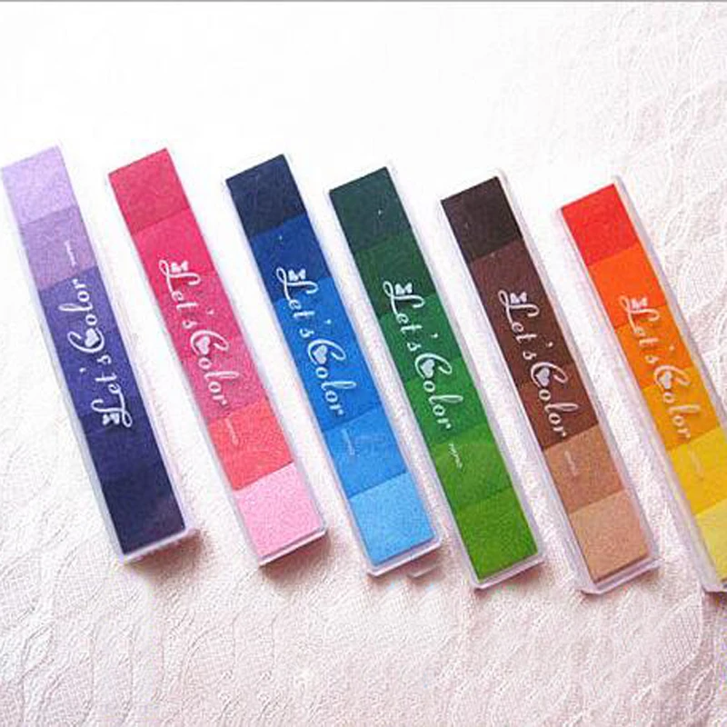 

Gradient Ramp Rainbow Colored Stamp Kids Finger Painting Ink Pad Drawing Preschool Learning Scrapbooking Educational Toys 12.5cm