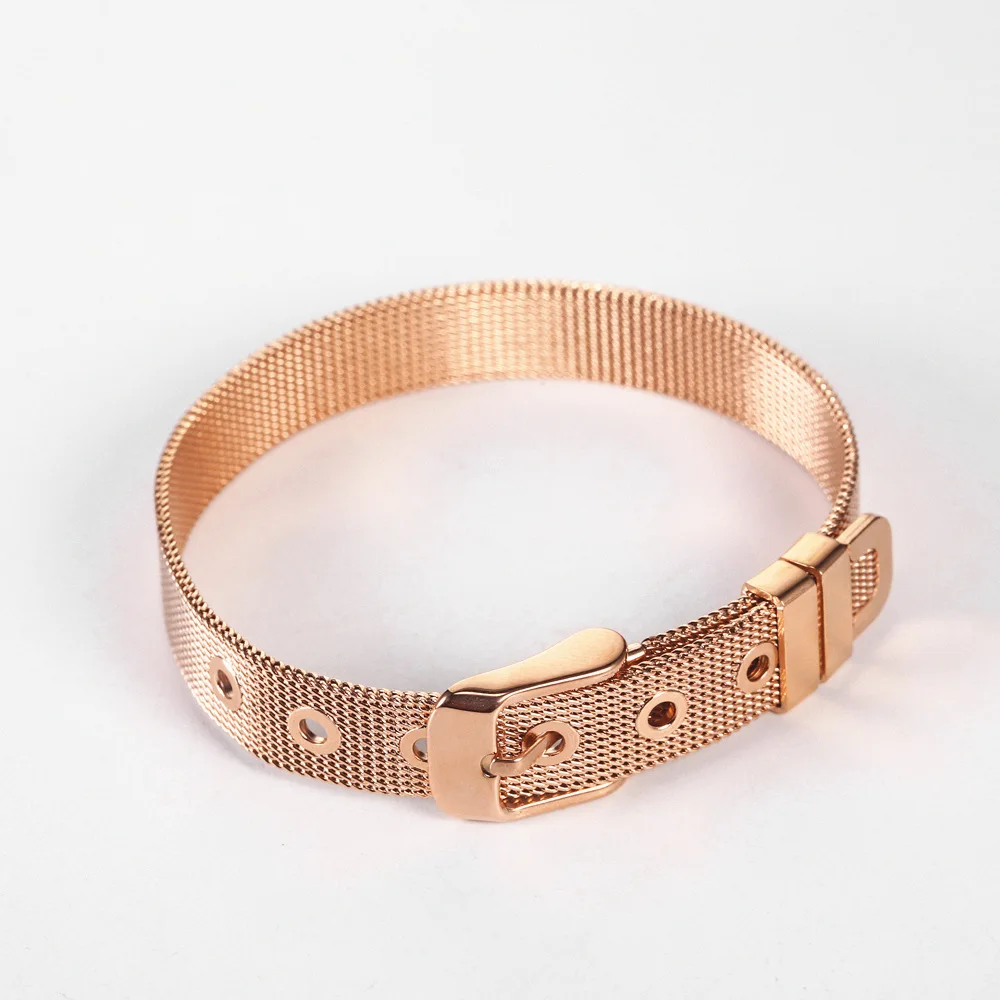 

PRFS Silver Stainless Steel Mesh Bracelet Bangles with DIY Slide Charms Bracelets as Woman Best Gift