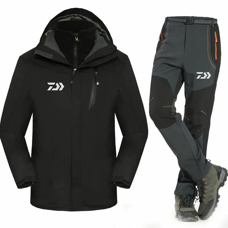Зимний мужской Быстросохнущий дышащий рыбацкий костюм с капюшоном, с длинными рукавами, профессиональная походная одежда для велоспорта, спортивная одежда Fs025 - Цвет: Серый