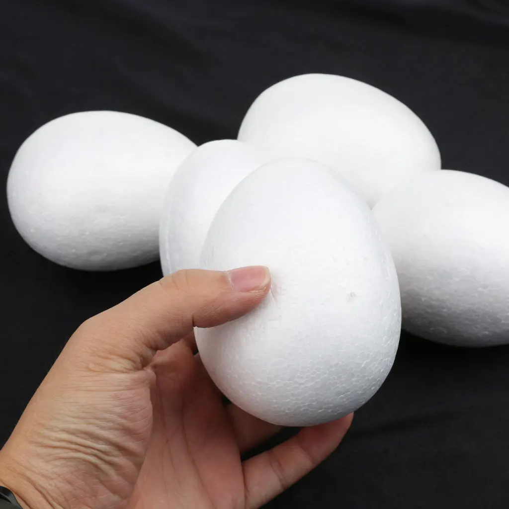5Pcs White Modelling Craft Polystyrene Foam Eggs 10cm Modelling Craft