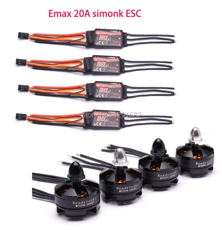 

4pcs 20A Simonk / BLHeli ESC + 4pcs Readytosky MT2204 2204 2300KV Brushless Motor for 210 QAV-R 220 Robocat 270 Quadcopter