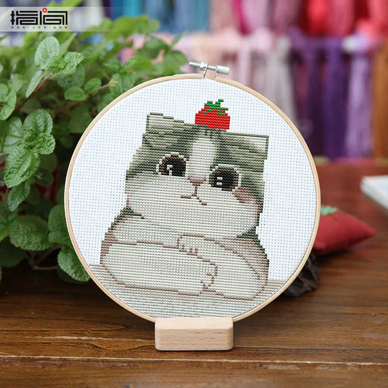 DIY Вышивка крестиком наборы для начинающих рукоделие практика мультфильм Кот хлопок нить живопись новогодний домашний декор