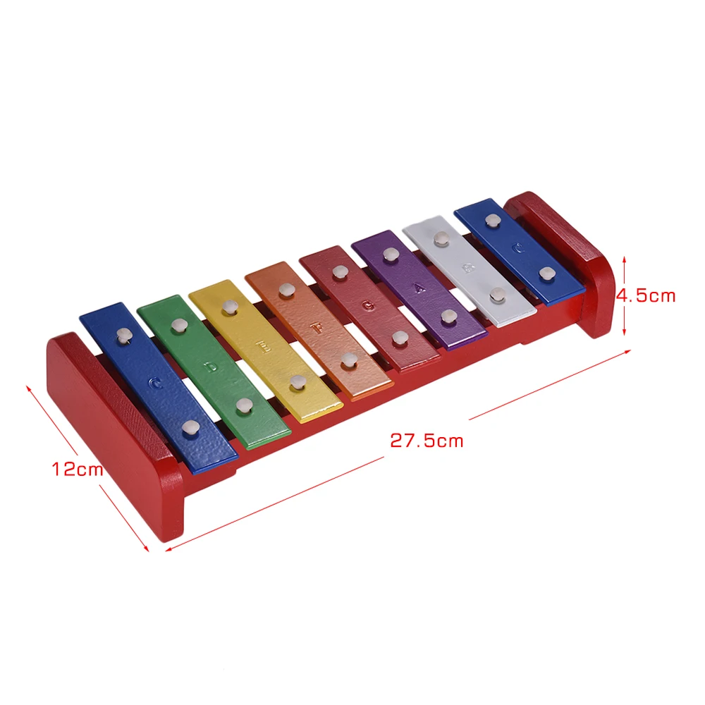 Красочные 8 нот ксилофон Glockenspiel с 2 Mallets ударный музыкальный инструмент обучающая игрушка подарок для детей