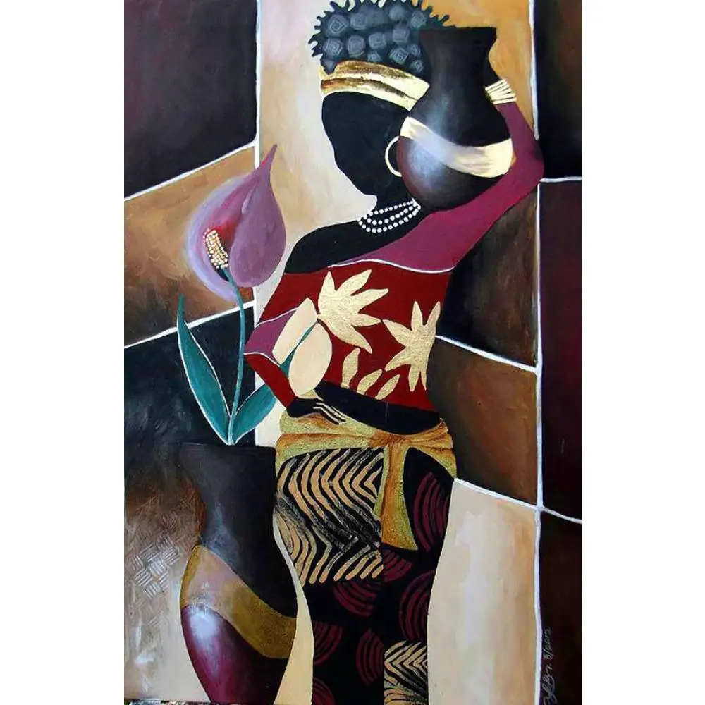 

Oil painting art oil women portrait painting African woman impressionist artwork for bedroom decor
