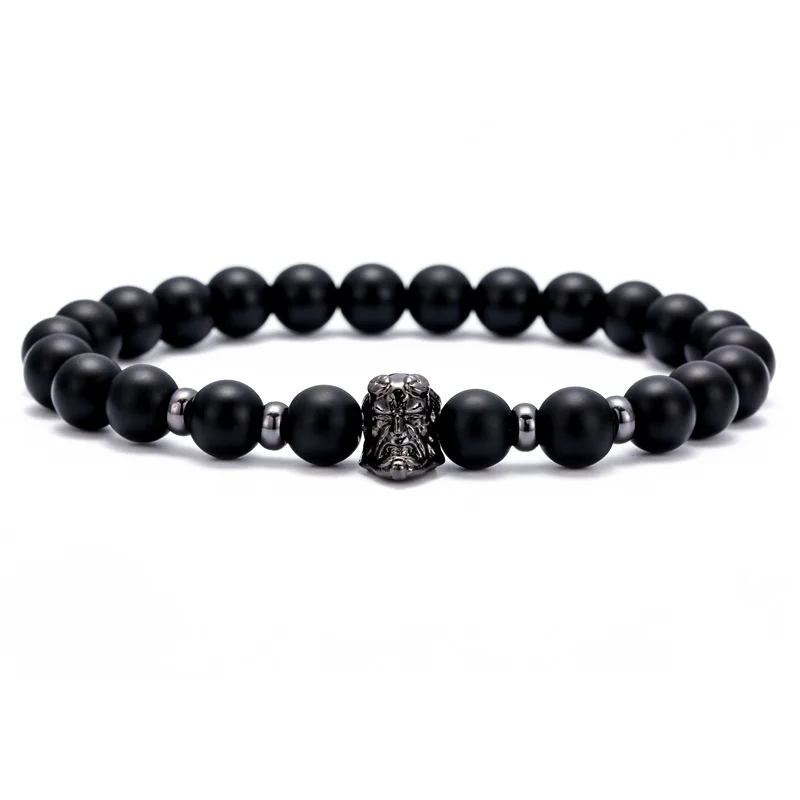 

Hyung Pune Handmade 8mm Natural Black Stones Hellboy Superheroe Bracelet Energy Healing Karma Love Luxury Jewelry For Men Women