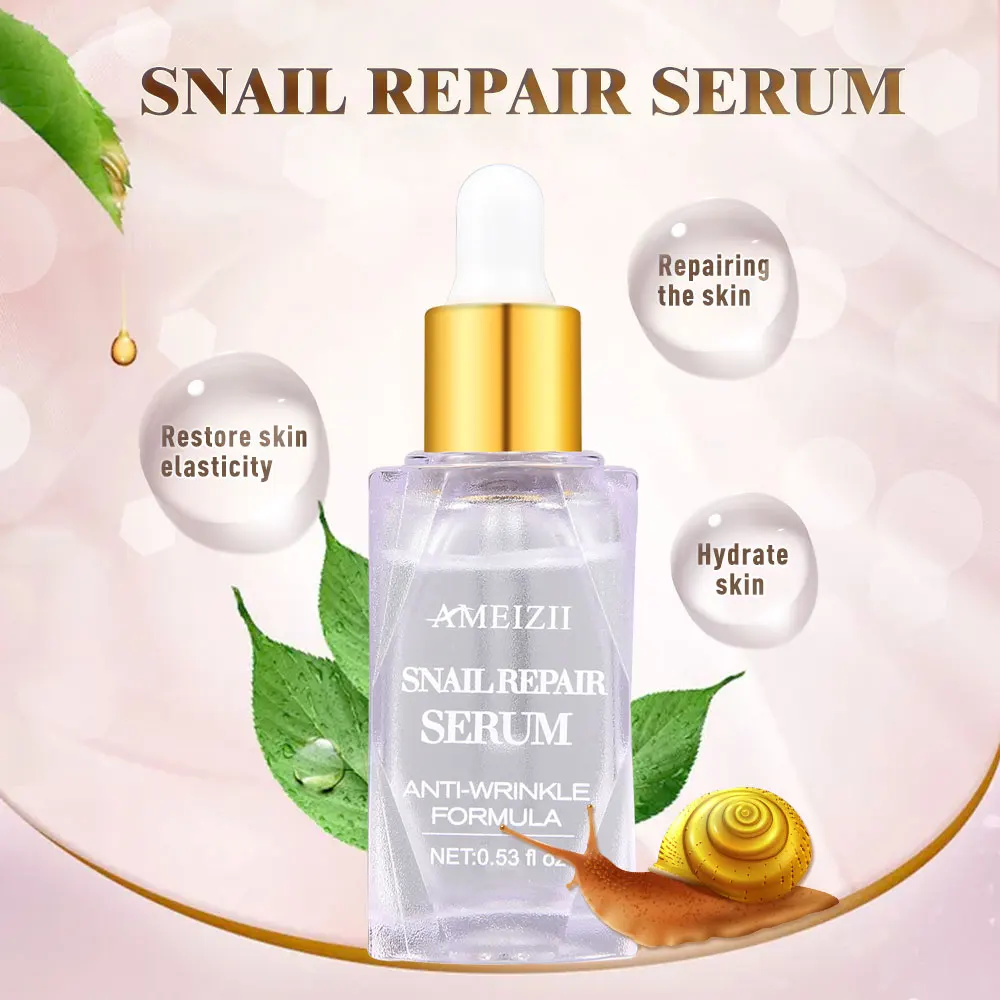 Ameizii Snail Face Whitening Moisturizing Serum Facial Anti-aging Serum Brighten Skin Care Hyaluronic Acid Pore Firming Essence
