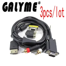3 шт./партия Черный Цвет Высокое разрешение VGA кабель RCA Звуковой адаптер HD коробка PAL NTSC кабель для Sega Dreamcast видео игровая консоль