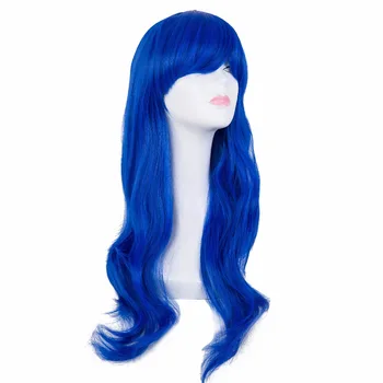 

Cos-play Wig Fei-Show Synthetic Heat Resistant Fiber Long Wavy Diamond Blue Hair Perruque Party Women Cartoon Role Hairpiece