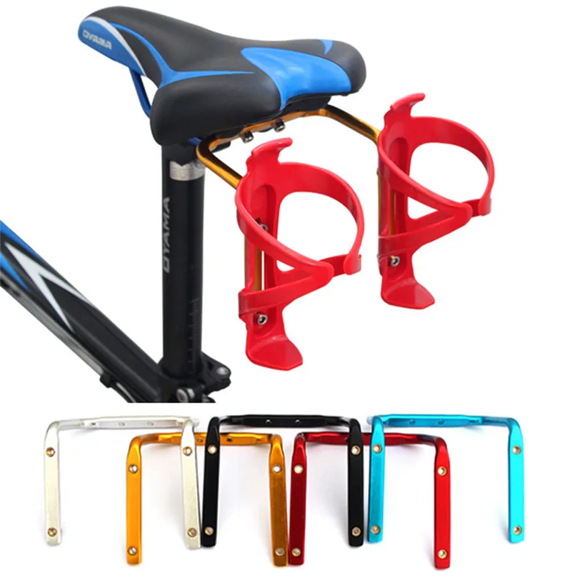 Bicycle MTB Bike Seat Post Back Double Water Bottle Holder Cage Rack