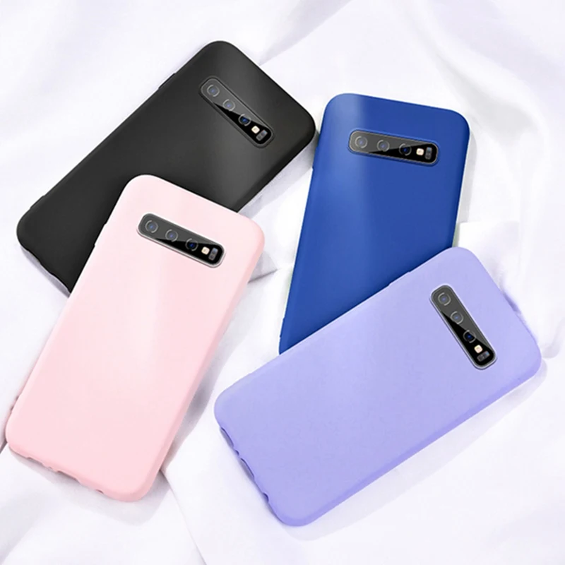

Silicone Case For Samsung Galaxy S10 S9 S8 Plus S10E S7 S6 Edge Soft Back Cover Pink Coque Sansung S9 S10 E S8 Candy Color Case