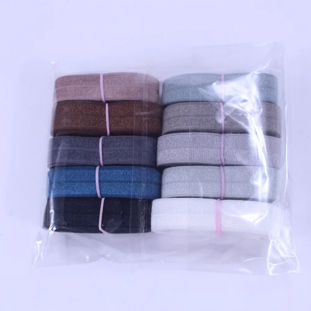 

20yards/lot 2yards each color free shipping 5/8''fold over elastic solid FOE wholesale headband hair tie diy