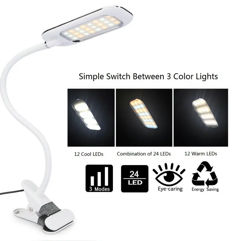 

Artpad Dimmable 24 LED Flexible Clip on Lamp 11 level Brightness USB Port Rechargeable Battery Powered Bed Light for Reading