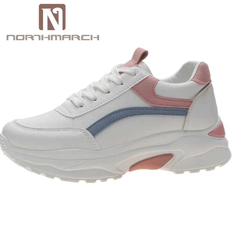 

NORTHMARCH 2019 Spring New Designer Wedges Sneakers Women White Shoes Female Women Platform Shoes Ladies Casual Leather Shoes