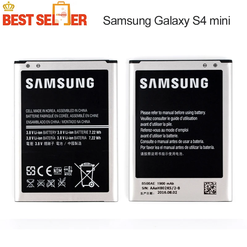 

Replacement Original Phone Battery B500AE for Samsung GALAXY S4 Mini I9190 I9192 I9195 I9198 S4Mini Mobile Phone Batteries