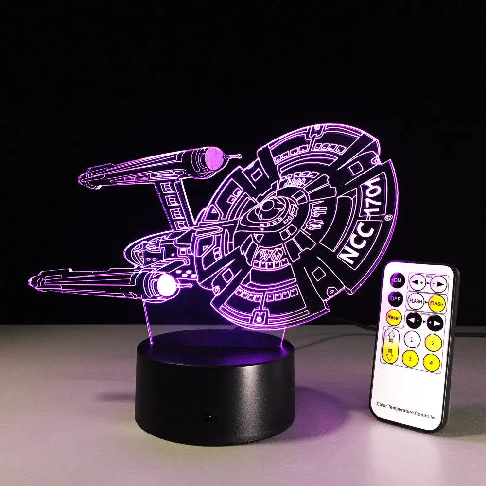 Luminaria Star Trek 3D удаленного Управление ночник 7 цветов Изменение таблицы СИД