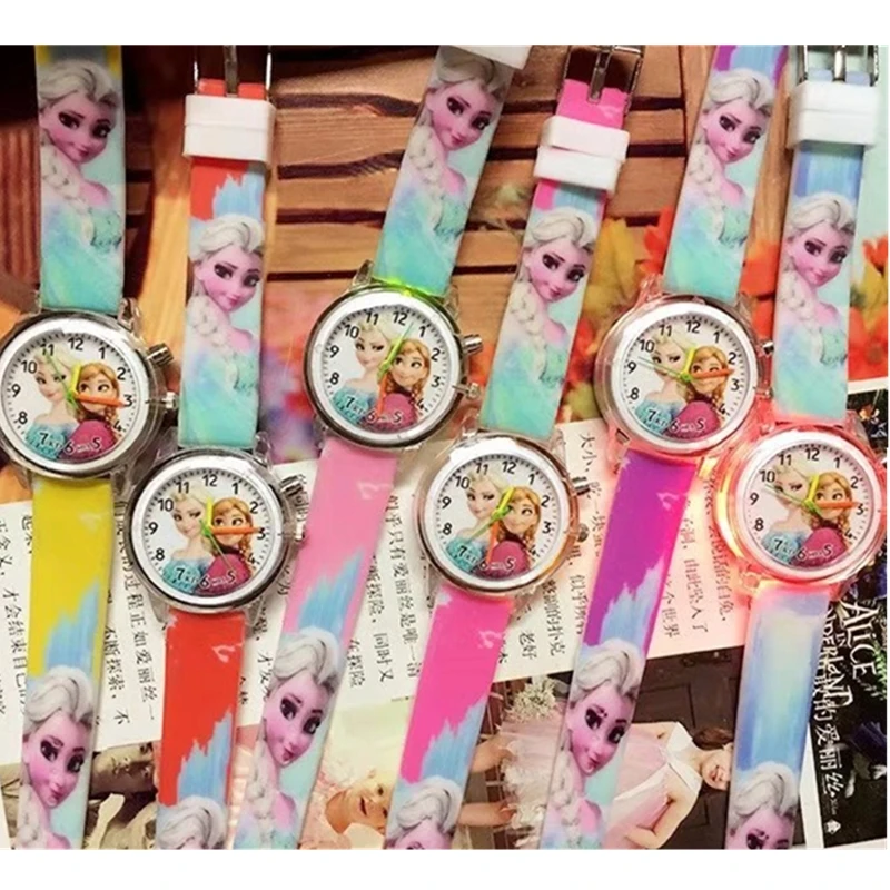 

Princess Elsa Children Watches Electronic Colorful Light Source Child Watch Girls Birthday Party Kids Gift Clock Childrens Wrist
