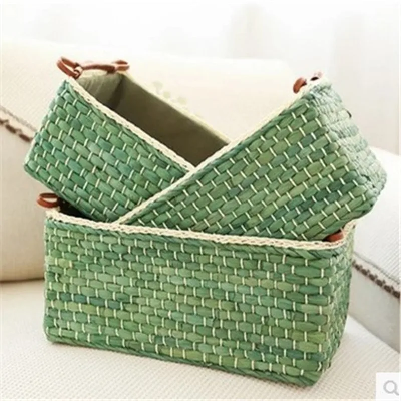 storage basket Grass weaving storage basket Laundry basket Corn husk