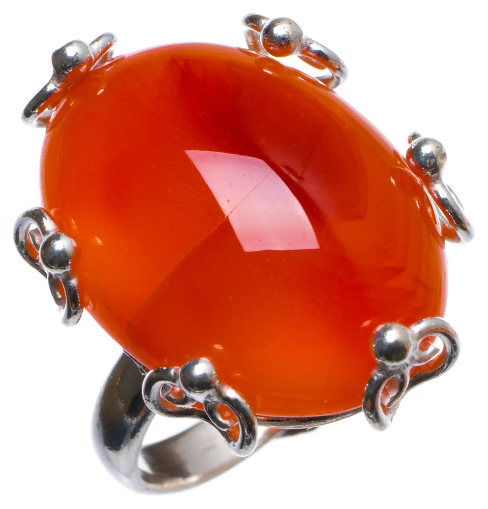 

Natural Carnelian Handmade Unique 925 Sterling Silver Ring, US size 6 X2337