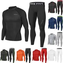 Новейшая коллекция TakeFive Мужская кожа усиленное Сжатие Базовый слой бег рубашки и брюки наборы