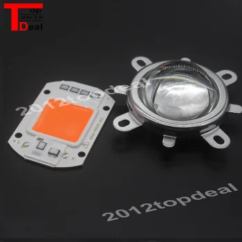 

10set Hydroponice AC 220V 110V 50w led grow chip full spectrum 380nm-840nm+44mm 60degree lens for indoor led grow light