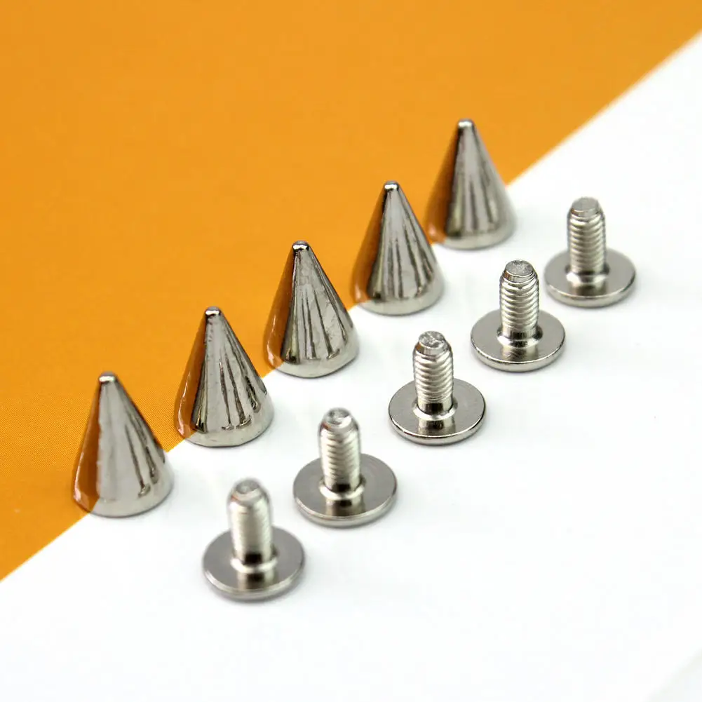 7mm Silver Punk Cone DIY Studs Round Rivet Nailhead Spots Spike Pack of 100pcs 
