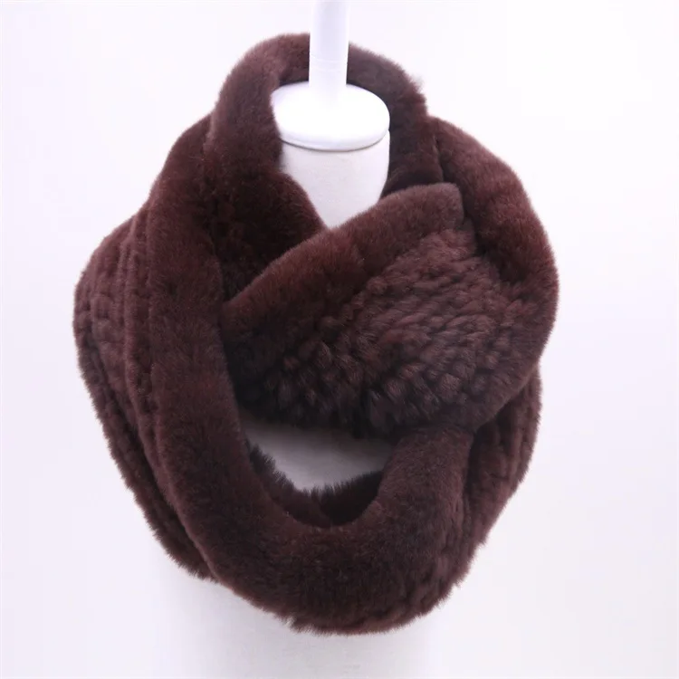  Winter Fur scarf for women knitted natural Rex Rabbit Fur scarves 2017 new genuine fur ring Female Warm Shawl  (10)