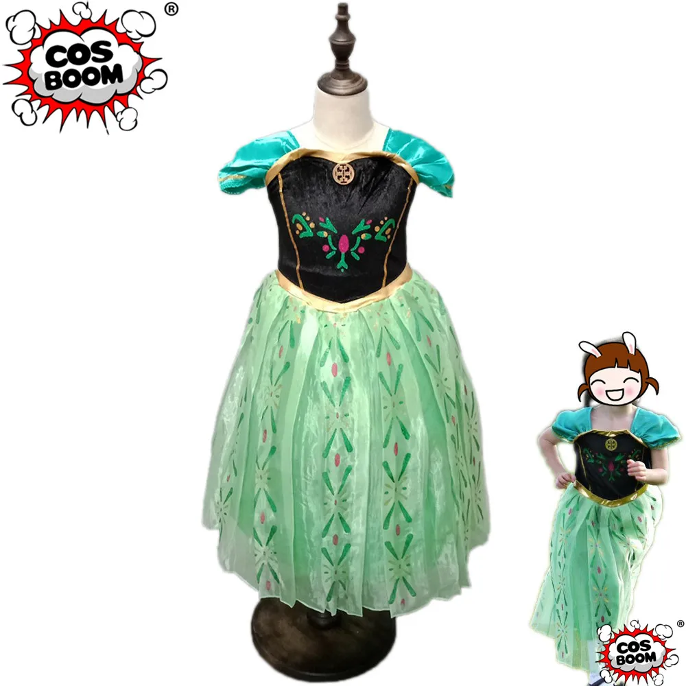 COSBOOM Girls Anna Princess Dress Cosplay Costume Birthday Gift Party