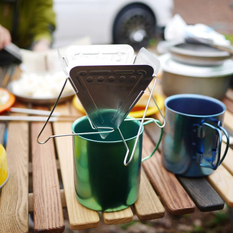 

Silver Coffee Drip Rack Funnel Folding Rack Coffee Dripper Coffee Maker Filter Outdoor Camping Kitchen Supplies