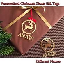 Рождественское Олень индивидуальное имя дерево орнамент wodden имя Рождественская безделушка дерево украшение свадебное обычное имя для вас