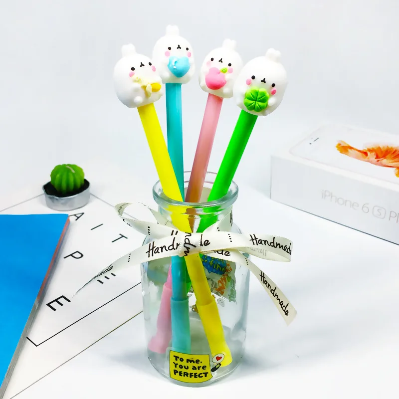 2 pcs/lot Kawaii molang Cartoon Rabbit Gel Pen Ink Pen Promotional Gift Stationery School& Office Supply