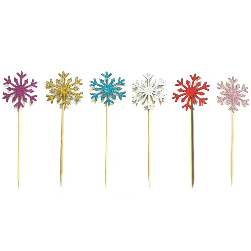 

10pcs Snowflake Cupcake Toppers Baby Frozen Birthday Party Decorations Kids Christmas Cake Supplies Accessories Cute Cake Picks