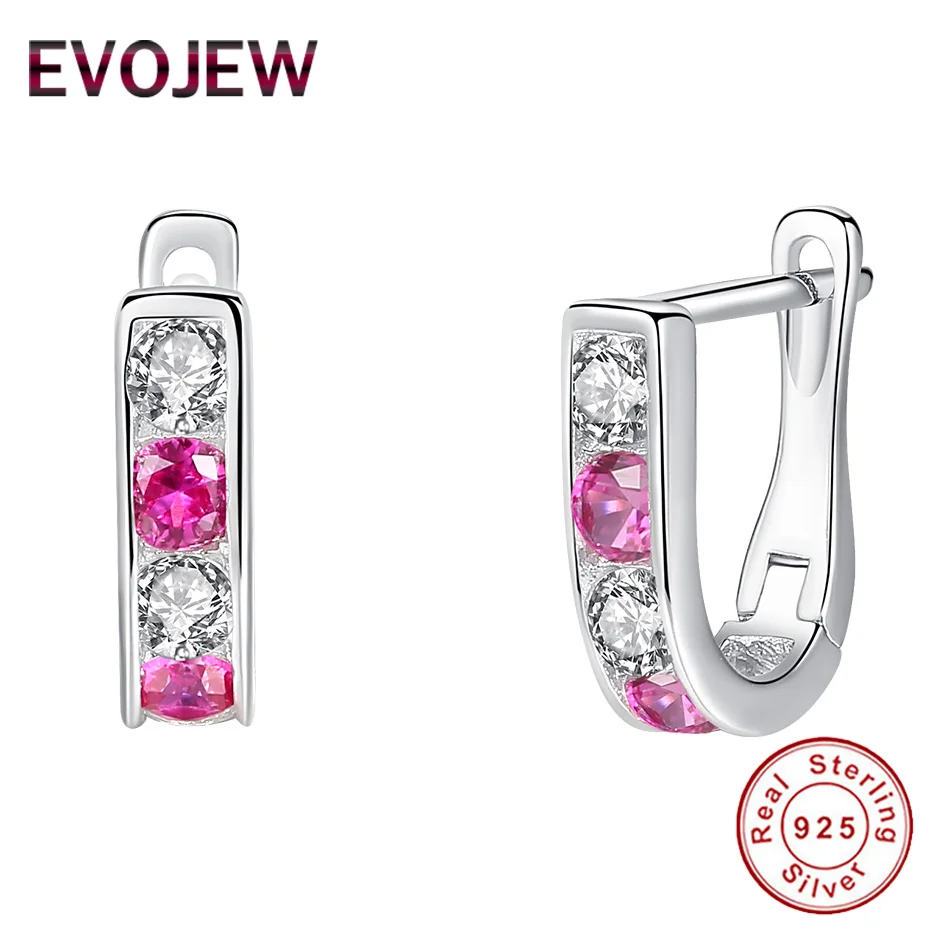 

EVOJEW 2019 Spring Baby Kids Clear Red Crystal Small Earrings 925 Sterling Silver Small Stud Earrings Girls Child Party Gift