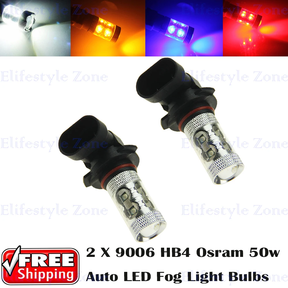 

2 x 50W 9006 HB4 Super White Yellow Blue Red Car LED Bulbs Auto LED Driving Light Fog Light Bulbs