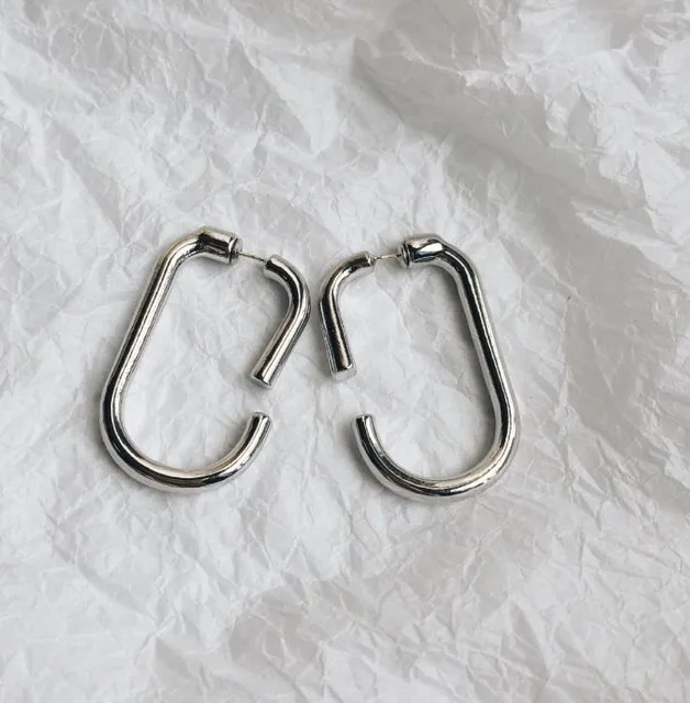 HUANZHI дизайн простой C форма позолоченные круглые большие серьги-кольца для женщин и девушек подарок на свадьбу - Окраска металла: R