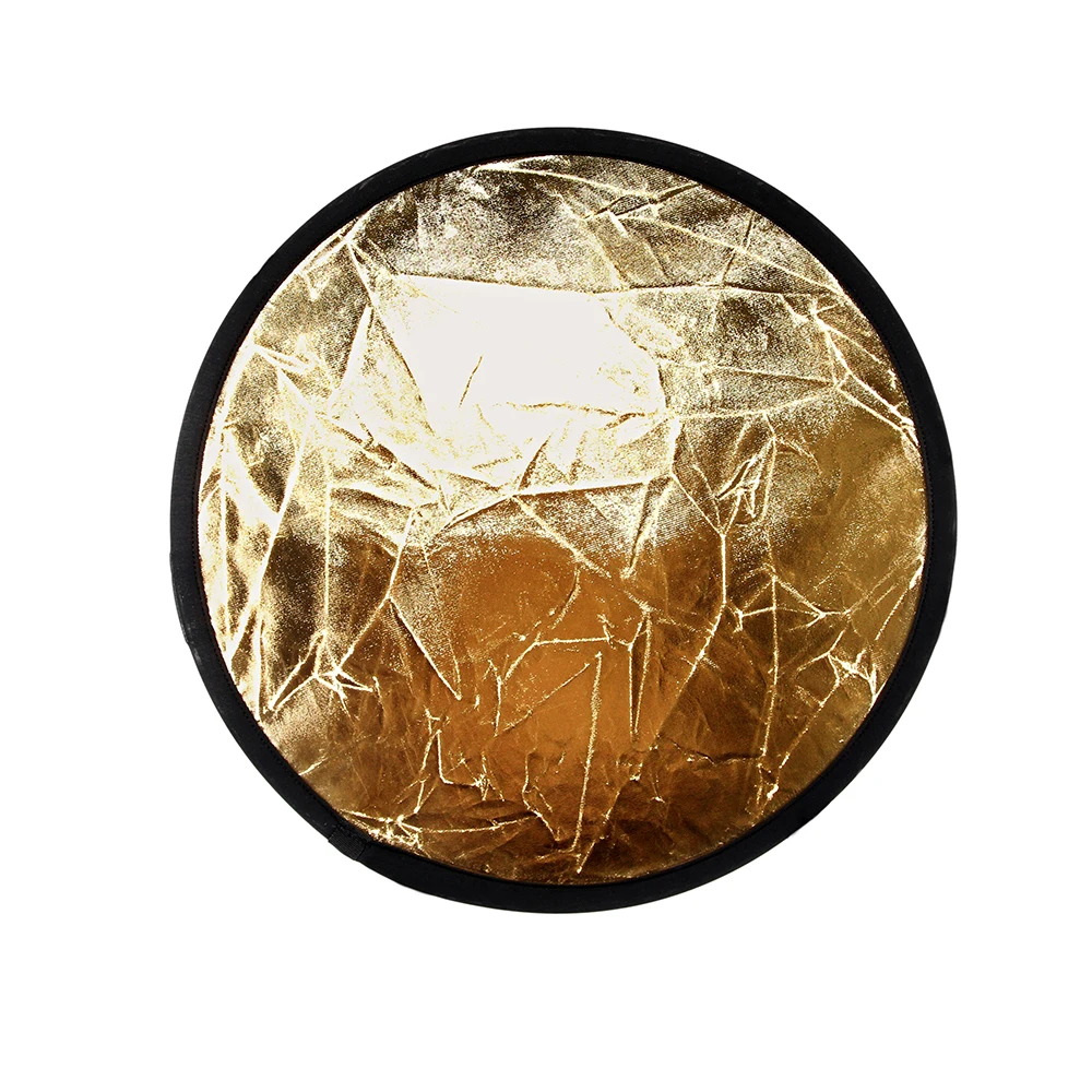 Riflettore 2 в 1 110 см 43 дюймов Круглая вспышка студийный складной отражатель легкий диск цвета: золотистый, серебристый оптом отражатель с сумкой