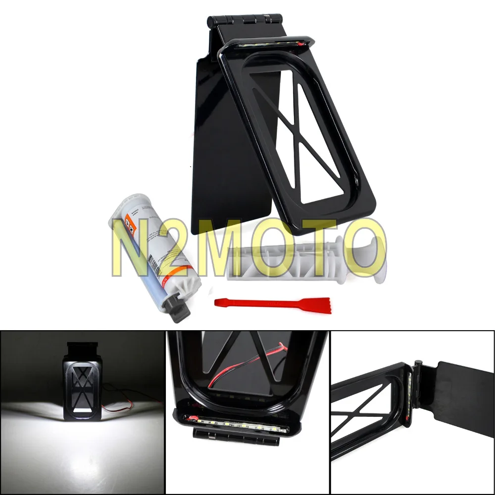 

Black Hide License Plate Bracket Licence Tag Holder for Harley Touring FLHT FLHR FLTR FLHX with Hard ABS Plastic Bags