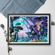 Rick and Morty Wall Art Poster And Print Shroom House Trippy Canvas Painting Mushroom World Canvas Art Print Home Decor world art house