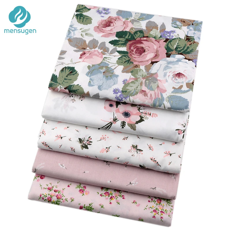 100% Cotton Flower Fabrics Quliting Patchwork Cloth Scrapbook Material Doll Dresses Sewing Cloth Mensugen 5pcs/lot 40cm*50cm