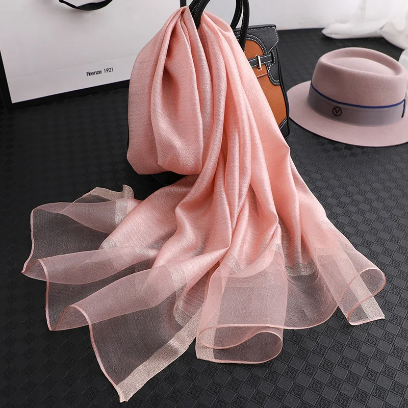 

Luxury 2019 solid silk scarf women scarves shawls and wraps pashmina muslim chiffon hijab foulard femme beach stoles bandana
