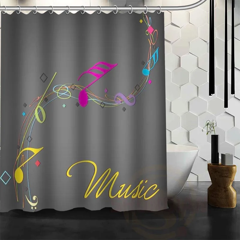 Best Nice Custom Music Notes Shower Curtain Bath Curtain Waterproof