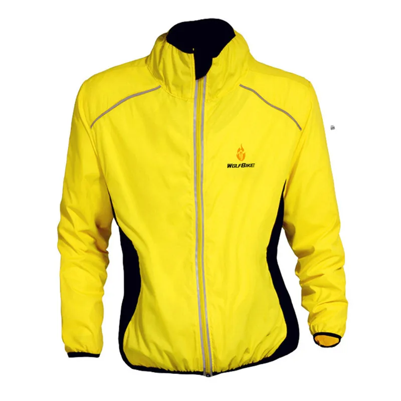 Новинка, мужская и женская велосипедная куртка, черная/белая/зеленая/оранжевая/желтая S-3XL, ветрозащитная велосипедная куртка - Цвет: yellow