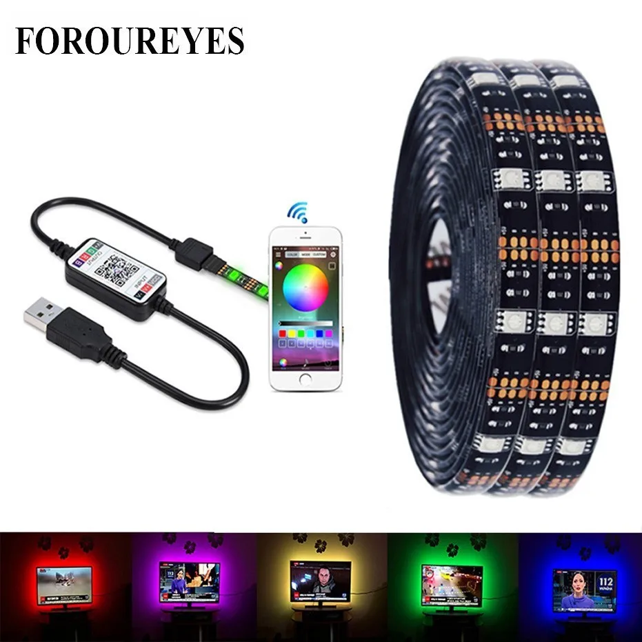USB светильник ная лента SMD 5050 цветная DC5V гибкая светодиодная RGB Bluetooth