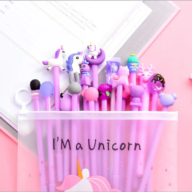 A14 0,5 мм гелевая ручка Kawaii creativos мультфильм милый единорог модель офисные школьные канцелярские принадлежности материалы Ручка Рождественский подарок - Цвет: A14